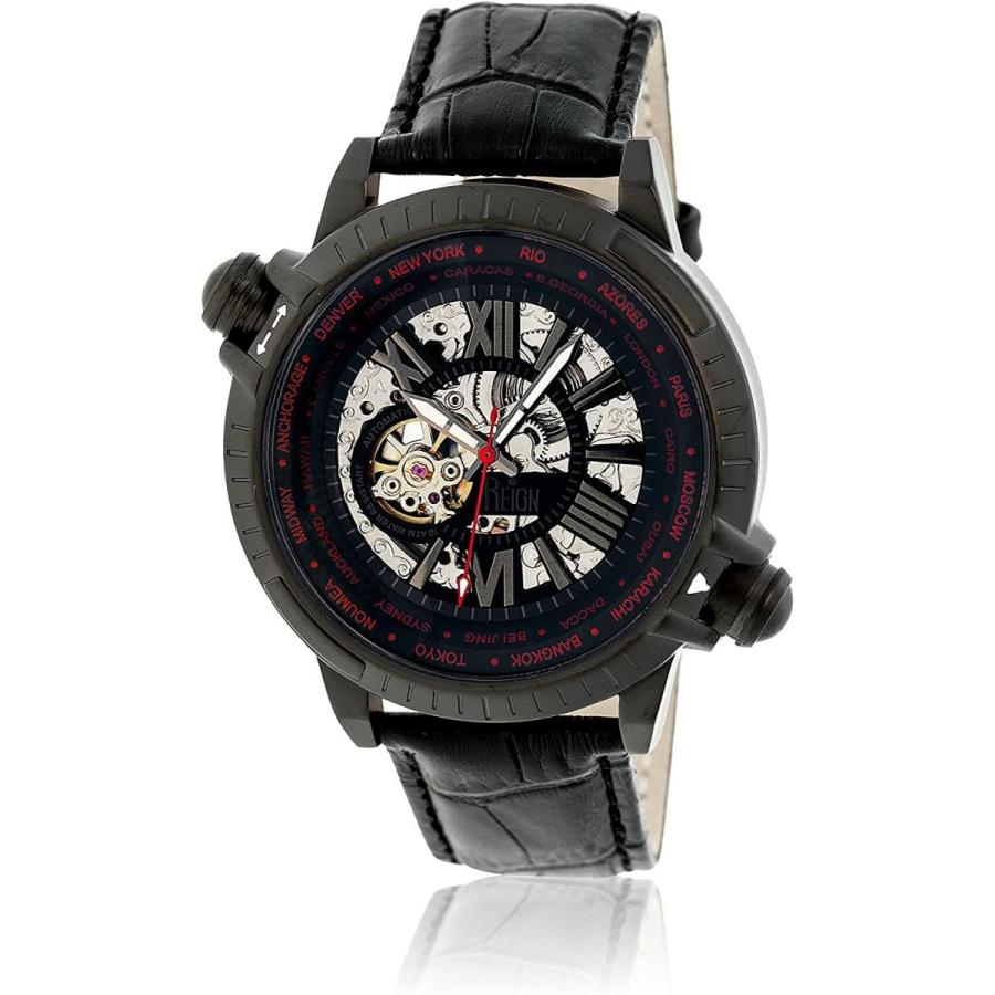 Reign Men's Thanos Watch,Red Dial, Black Bezel, Black Leather Strap RE｜hal-proshop2｜03