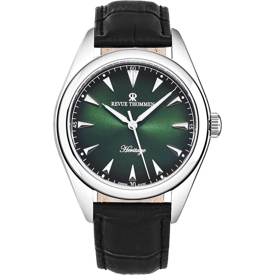 【早い者勝ち！】 Revue Thommen Mens Heritage Green Dial Black Leather Strap Automati 【EIM3155661859】(111403円)