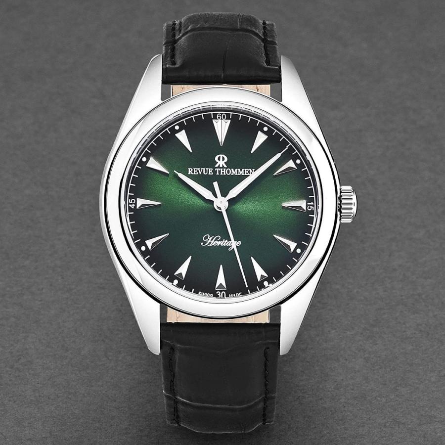 【早い者勝ち！】 Revue Thommen Mens Heritage Green Dial Black Leather Strap Automati 【EIM3155661859】(111403円)
