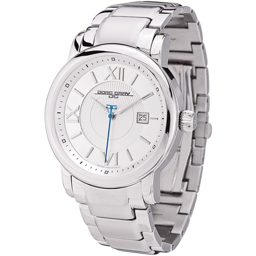 Jorg Gray JG7200-25 Round Watch with Solid Stainless Steel Bracelet wi