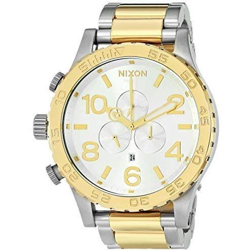 NIXON 51-30 Chrono A083 - Silver/Gold - 300m Water Resistant Men's Ana