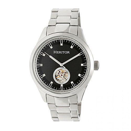 Heritor Automatic Crew Semi-Skeleton Bracelet Watch - Silver/Black 