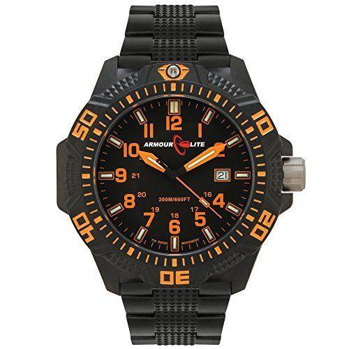 26【新品未使用】 Armourlite Orange Caliber Series Tritium Polycarbon Watch Black Steel 【ZYX2486980675】(87797円)