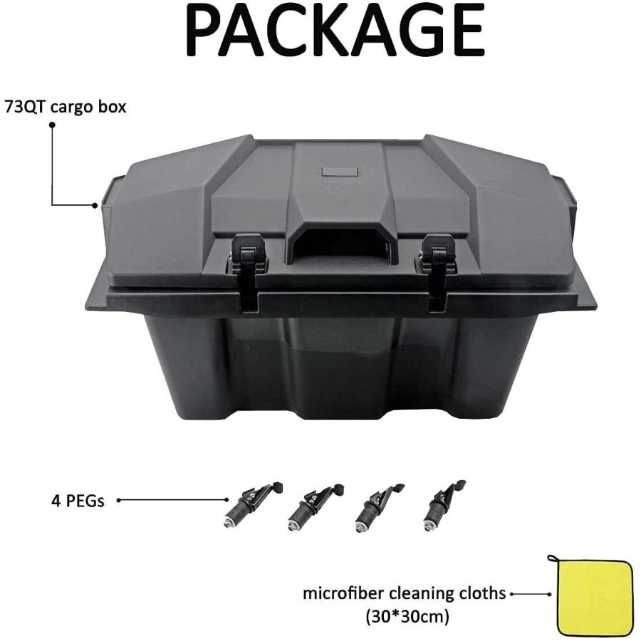 UTV Black Cargo Box,CPOWACE 73 QT Rear Cargo Box Compatible with Polar｜hal-proshop2｜06