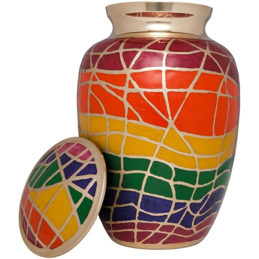 Ansons Urns Rainbow Cremation Urn with Gold Accents - Funeral Urn for 骨壺、骨袋