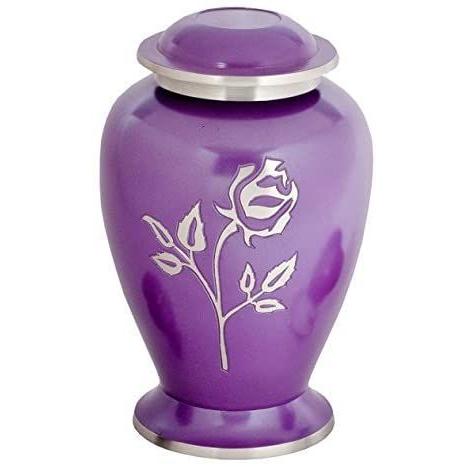 MEMORIALS 4U Purple Pearl Rose Brass Cremation Urn for Human Ashes R