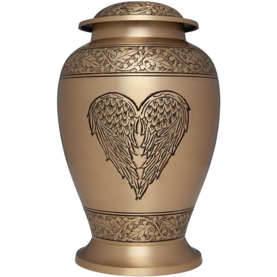 【期間限定送料無料】 Winged Gold - Urn Cremation Heart Angel Urns Ansons Heart Urn Funeral 骨壺、骨袋