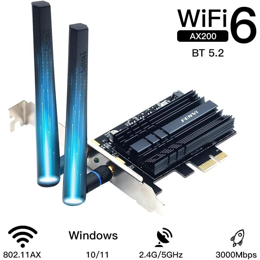 ショッピング日本 WiFi 6 AX200 PCI-E WiFi カード BT5.2 デュアルバンド AX3000Mbps デスクトップ AX200NGW 802.11
