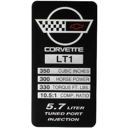 C4 Corvette 1992 LT1 Engine ID Spec Metal Data Plate Emblem : HAL 