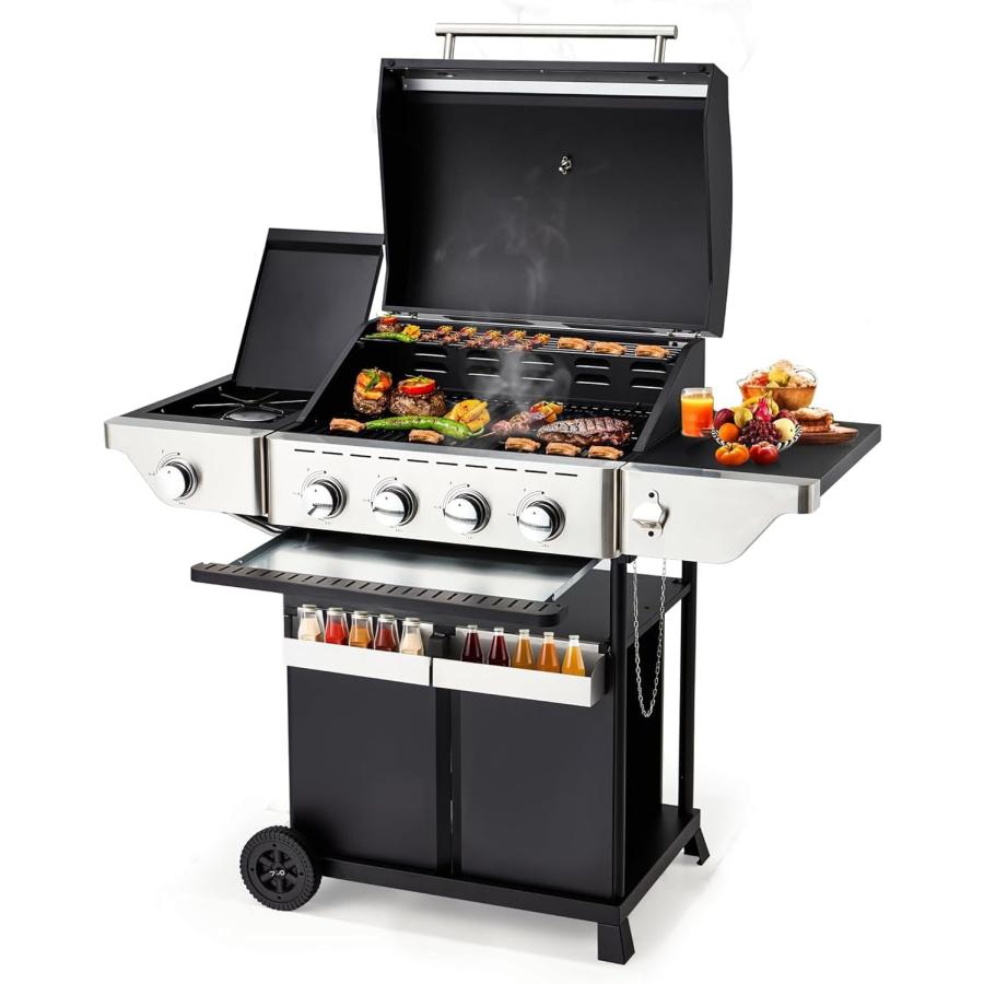 4-Burner Gas BBQ Grill w/Removable Storage Boxes & Side Burner,42,000 BTU Stainless Steel Grill Barbecue Outdoor, Portable Gas Grill Propane : s-d8w9qml5 : HALプロショップ2 - 通販 - Yahoo!ショッピング 4-Burner Gas BBQ Grill w/Removable Storage Boxes & Side Burner,42,000 BTU Stainless Steel Grill Barbecue Outdoor, Portable Gas Grill Propane : s-d8w9qml5 : HALプロショップ2 - 通販 - Yahoo!ショッピング