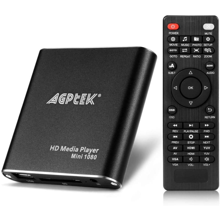 【訳あり】AGPTEK HDMIメディアプレーヤー、-MKV RM- HDDUSBドライブおよびSDカード用のブラックミニ1080pフルHDウルトラHDMIデジタルメディアプレーヤー (HA0053B-new)