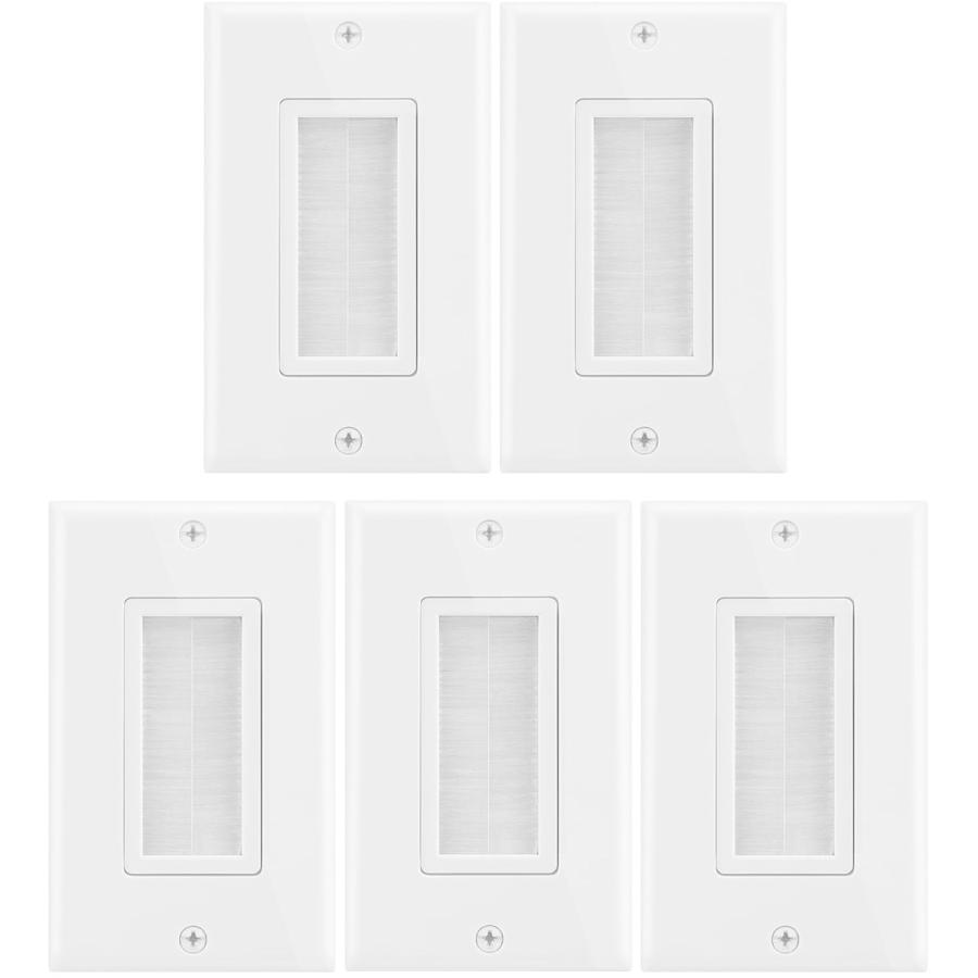 Fosmon 1穴ウォールプレート つや消し 開口部 低電圧ケーブル用プレート 壁取り付け式 1-Gang (5Pack) - Brush HD8139-5Pack　並行輸入品