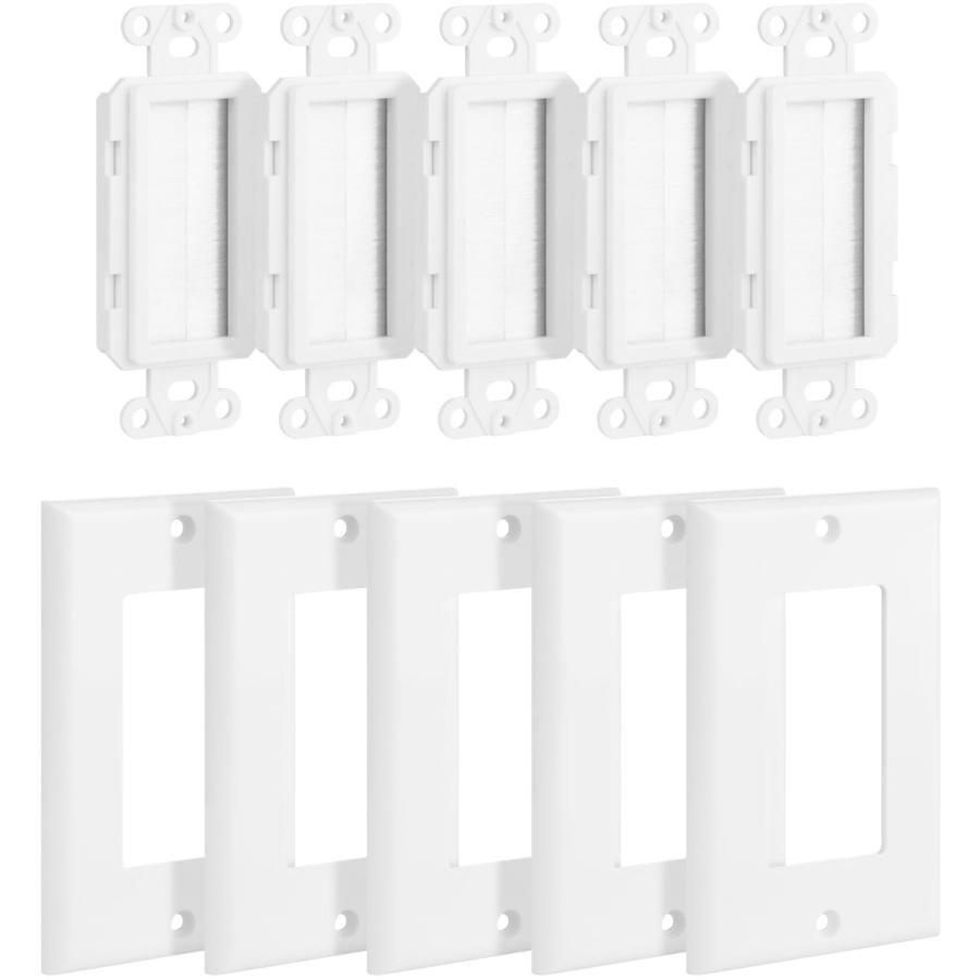 Fosmon 1穴ウォールプレート つや消し 開口部 低電圧ケーブル用プレート 壁取り付け式 1-Gang (5Pack) - Brush HD8139-5Pack　並行輸入品 Gang Brush 1穴ウォールプレート つや消し 開口部 低電圧ケーブル用プレート 壁取り付け式 5Pack HD8139 Wall Plate Cables，