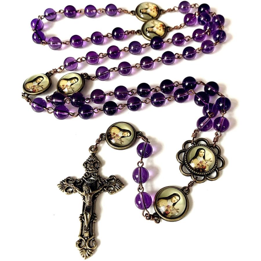 エレガントメディカル アメジスト 聖テレーズ ロザリオ その他財布 帽子 ファッション小物 クロス 十字架 50年 ネックレス ボックス クロス ボックス ビーズ カトリックブレスレット 並行輸入品 Hfayb073n6wjpyk Halプロショップ3