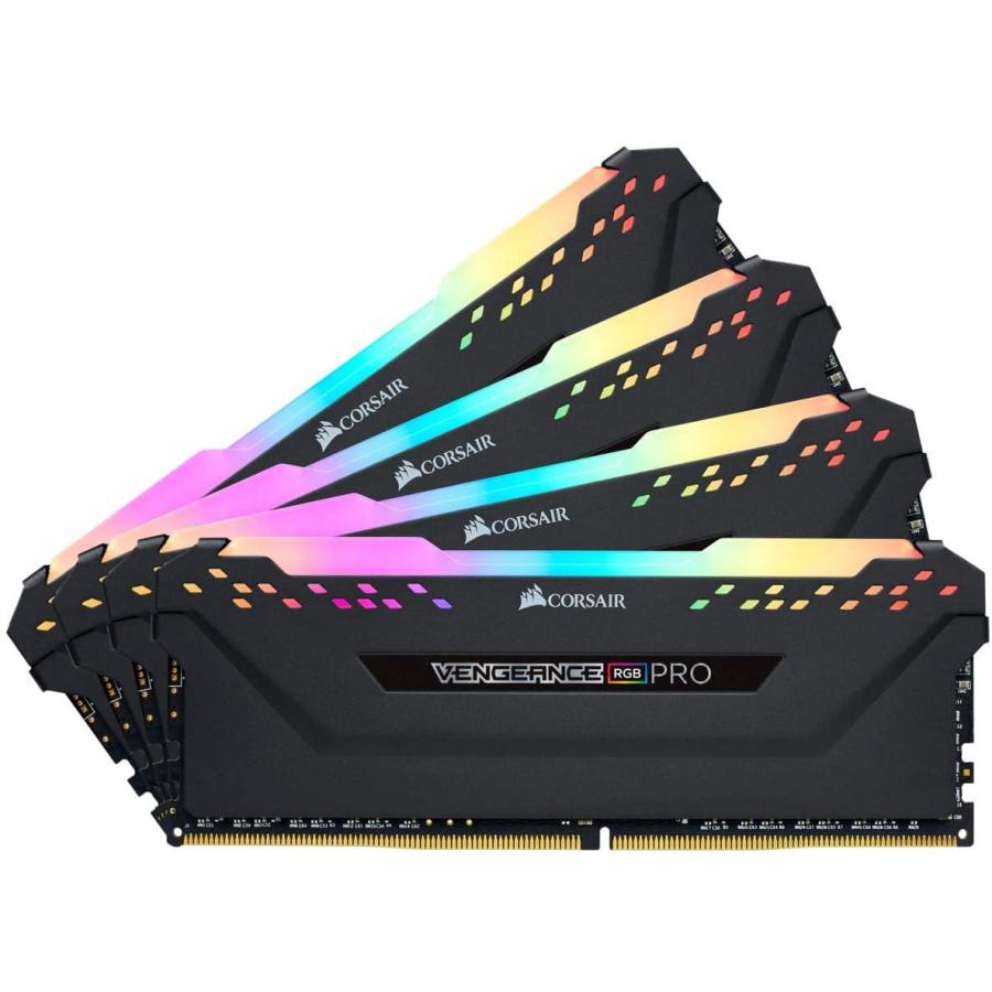 CORSAIR DDR4-3200MHz デスクトップPC用 メモリモジュール VENGEANCE RGB PRO シリーズ ブラック 64GB [16GB×4枚] CMW64GX4M4C3200C16　並行輸入品
