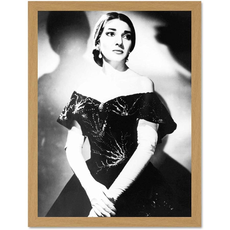Doppelganger33 LTD Maria Callas Opera Singer Black White Portrait Large Framed Art Print Poster Wall Decor 18x24 inch Supplied Ready to Hang オブジェ、置き物 最安
