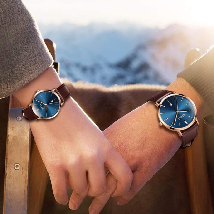 激安超安値 Olevs レディース腕時計 レディース レザーバンド 防水 薄型 ミニマリスト カジュアル シンプル ドレス クォーツ アナログ 日付カレンダー付き ネイビーブルー その他メンズアクセサリー Imatgedentalgirona Com