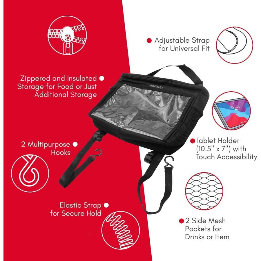 Macally 車用タブレットホルダー 断熱カーバックシートオーガナイザー - 長ドライブの必需品 - あらゆる車のヘッドレストとiPad Pro/Air/Mini、タブレット、iPh 車用タブレットホルダー 断熱カーバックシートオーガナイザー 長ドライブの必需品 あらゆる車のヘッドレストとiPad Pro/Air/Mini タブレット Holder for and