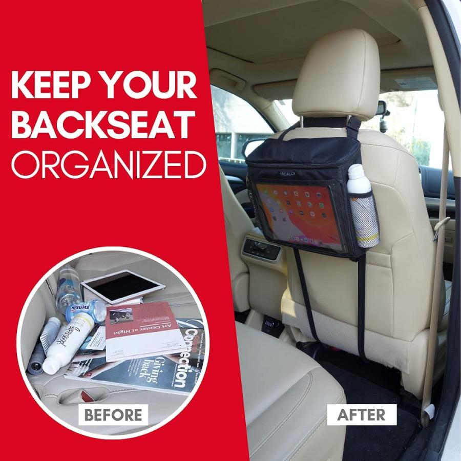 Macally 車用タブレットホルダー 断熱カーバックシートオーガナイザー - 長ドライブの必需品 - あらゆる車のヘッドレストとiPad Pro/Air/Mini、タブレット、iPh 車用タブレットホルダー 断熱カーバックシートオーガナイザー 長ドライブの必需品 あらゆる車のヘッドレストとiPad Pro/Air/Mini タブレット Holder for and