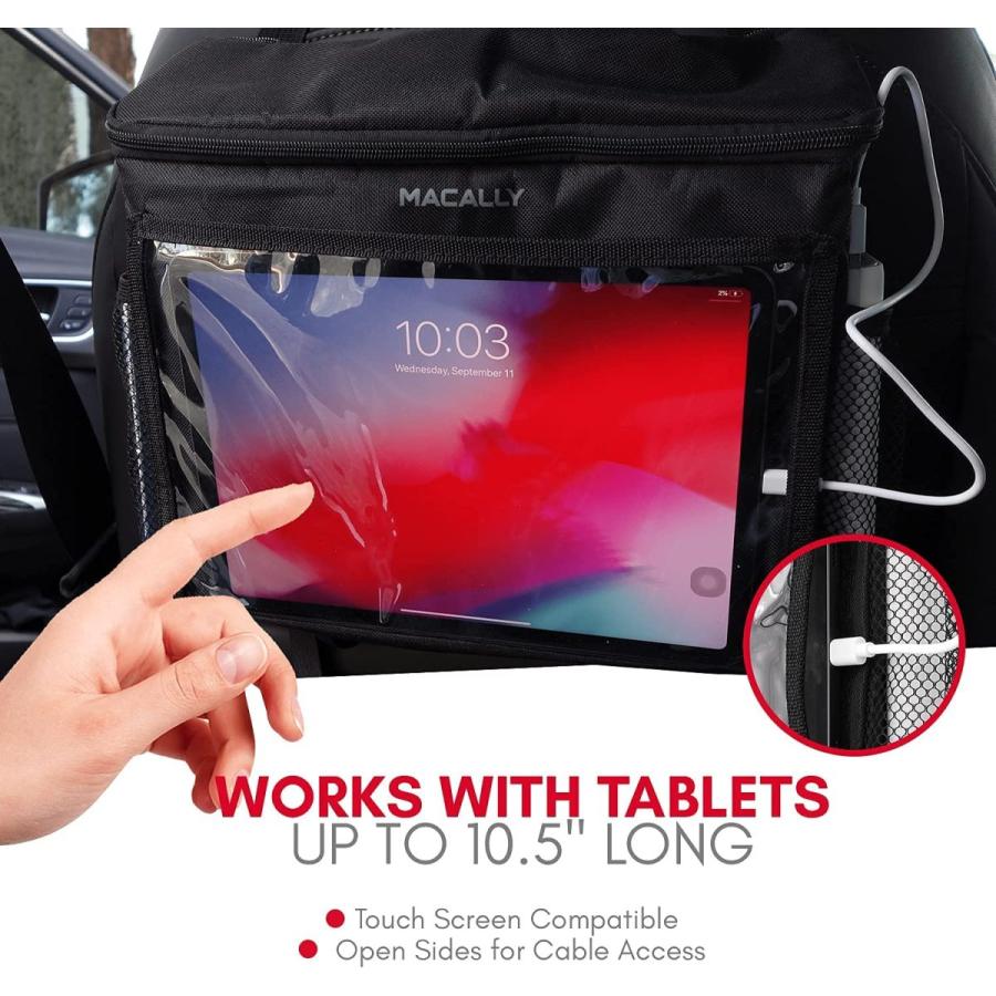 Macally 車用タブレットホルダー 断熱カーバックシートオーガナイザー - 長ドライブの必需品 - あらゆる車のヘッドレストとiPad Pro/Air/Mini、タブレット、iPh 車用タブレットホルダー 断熱カーバックシートオーガナイザー 長ドライブの必需品 あらゆる車のヘッドレストとiPad Pro/Air/Mini タブレット Holder for and