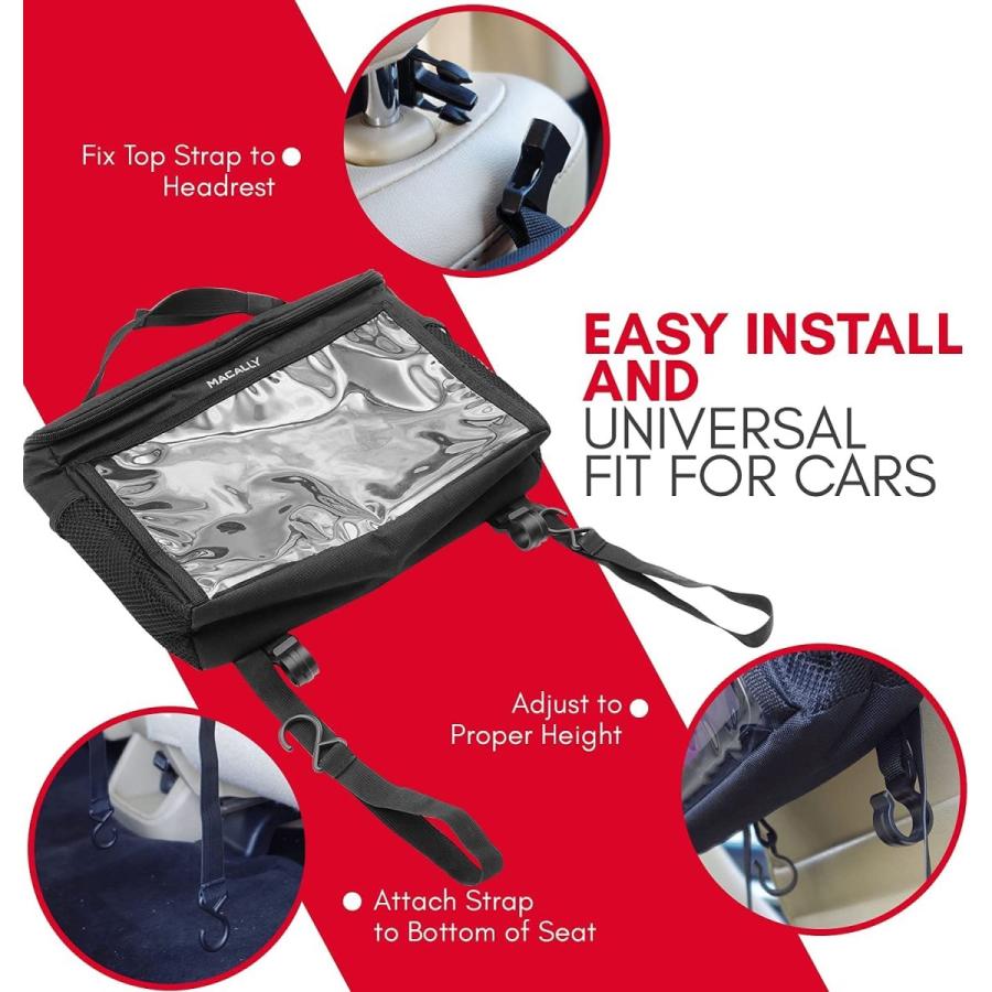 Macally 車用タブレットホルダー 断熱カーバックシートオーガナイザー - 長ドライブの必需品 - あらゆる車のヘッドレストとiPad Pro/Air/Mini、タブレット、iPh 車用タブレットホルダー 断熱カーバックシートオーガナイザー 長ドライブの必需品 あらゆる車のヘッドレストとiPad Pro/Air/Mini タブレット Holder for and