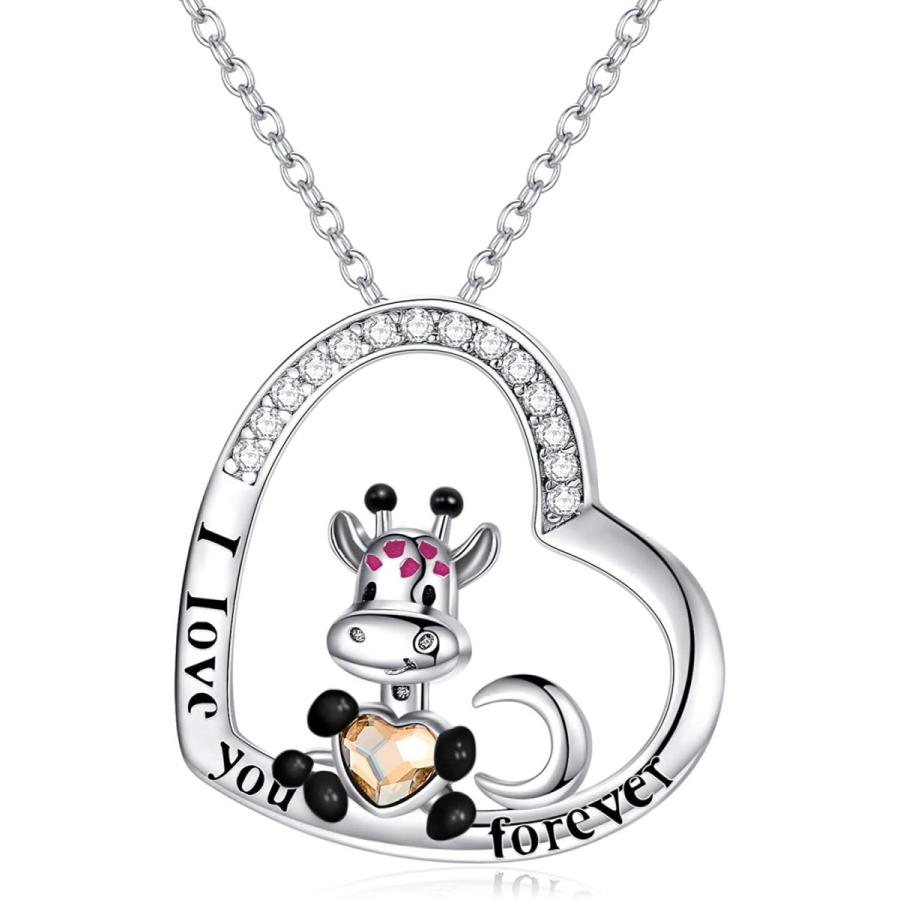 中華のおせち贈り物 スターリングシルバー かわいいキリンネックレス Aoboco 三日月 キ Forever 誕生日記念 You Love I オーストリアのクリスタルで装飾 キリンペンダント ハート その他メンズアクセサリー Social And Co Fr
