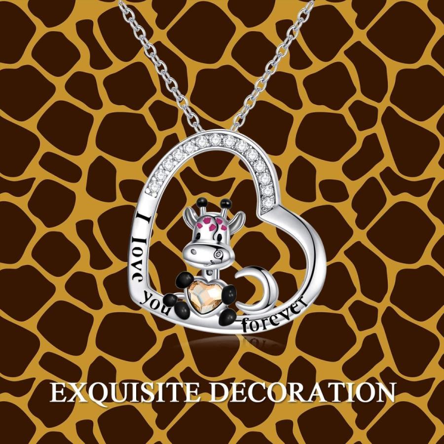 ホットセール Aoboco キ Forever 誕生日記念 You Love I オーストリアのクリスタルで装飾 キリンペンダント ハート 三日月 スターリングシルバー かわいいキリンネックレス その他メンズアクセサリー Amante Tiles Com