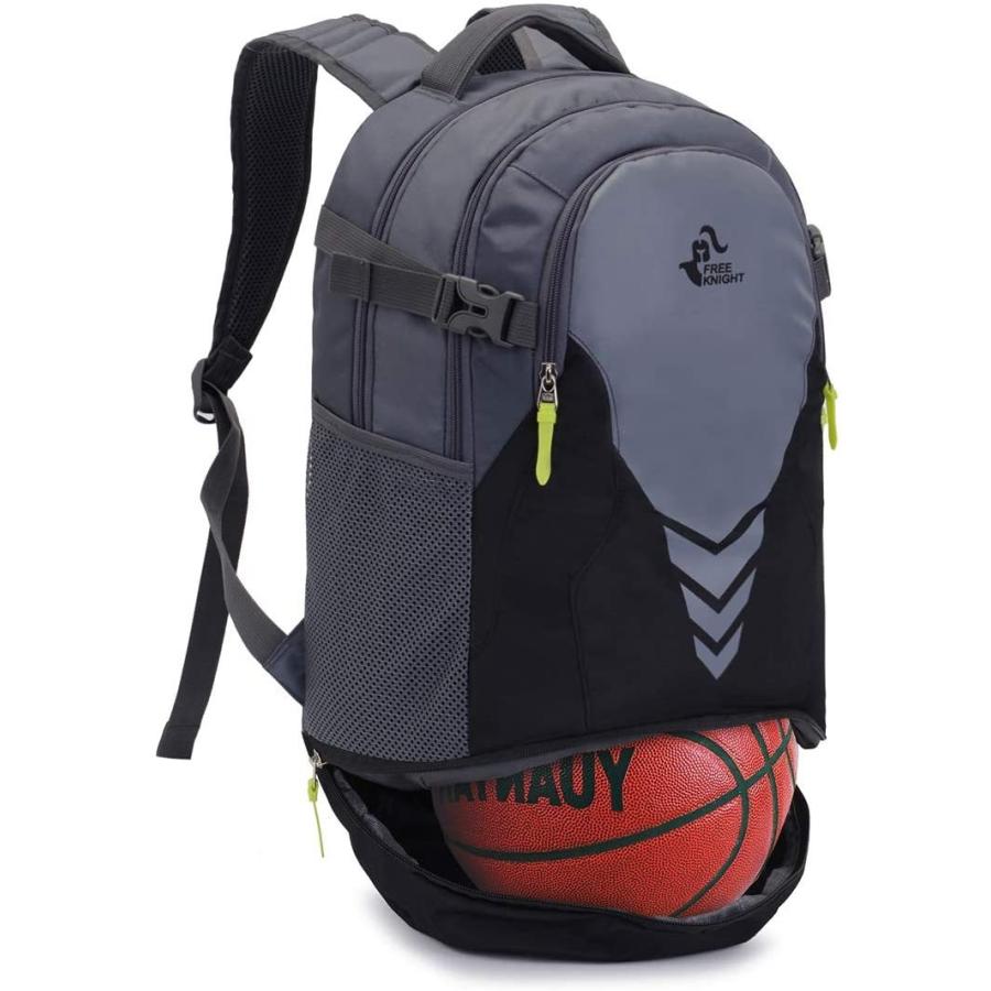 【NEW限定品】 軽量35Lバスケットボールバックパック、スポーツとジム用バックパック、ボールコンパートメントと着脱可能なシューズバッグ付き。 グレイ　並行輸入品 サッカー用バッグ