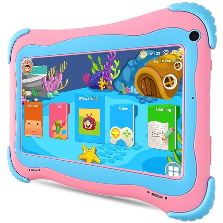 Tablet for Kids Kids Tablet Android 1GB +16 GB Kids Edition Tablet Dual Cameras IPS Eye Protection Pre Installed Learning Apps Games with Kids-Proo