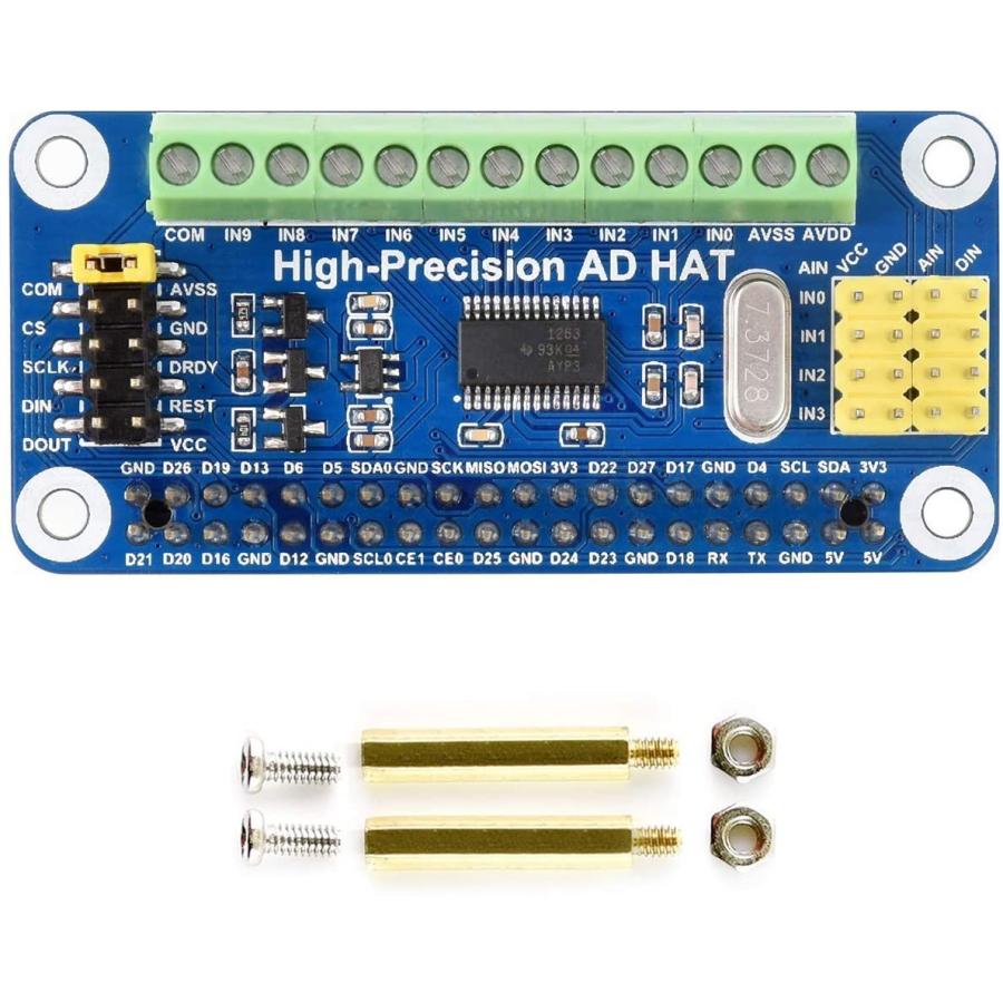Waveshare High-Precision AD HAT for Raspberry Pi with ADS1263 10-Ch 32-Bit ADC Compatible with Raspberry Pi Series and Jetson Nano　並行輸入品
