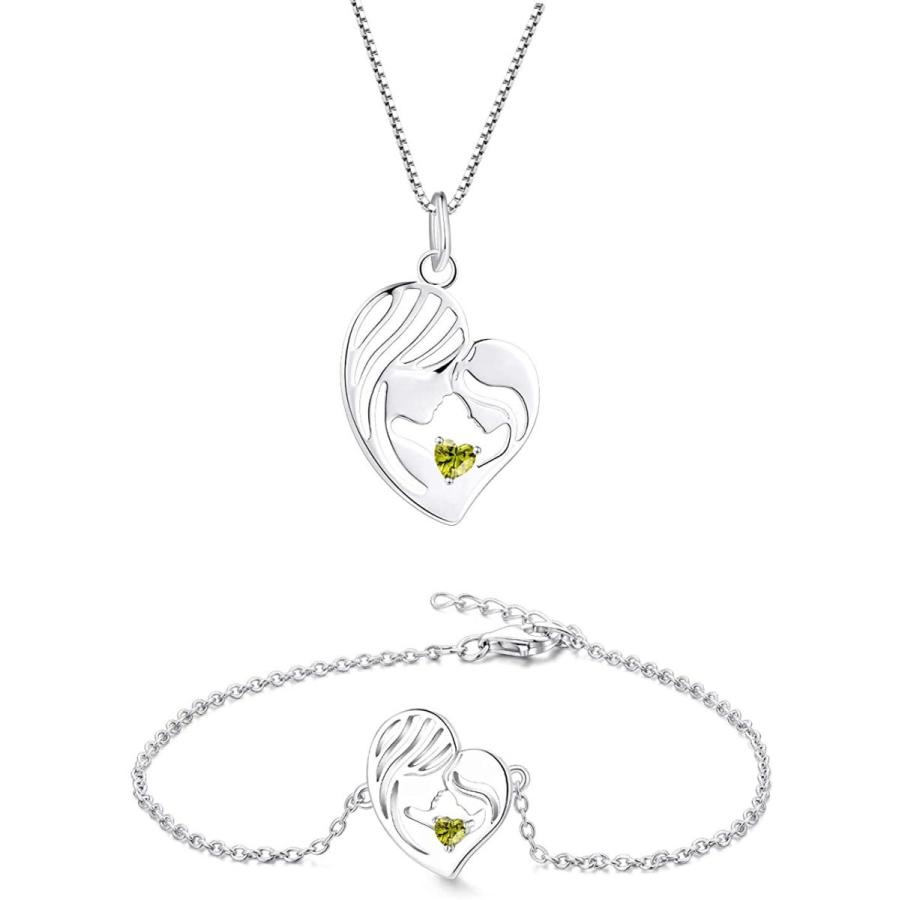 本格派ま Sterling 925 Necklace Daughter And Mother Yl Silver Moms 並行輸入品 For Gifts Bracelets Peridot Created Pendant Heart Child Hold Mum その他レディースアクセサリー Primebusinesscards Com