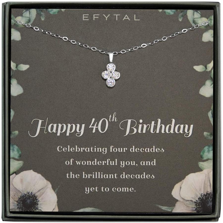 Efytal 40歳の誕生日ギフト 40歳 レディース 40歳の誕生日ギフト 925スターリングシルバー キュービックジルコニア4個 クラスターネックレス 40歳 腕時計 アクセサリー 親友 並行輸入品 Hfayb091sjtxhhk Halプロショップ3