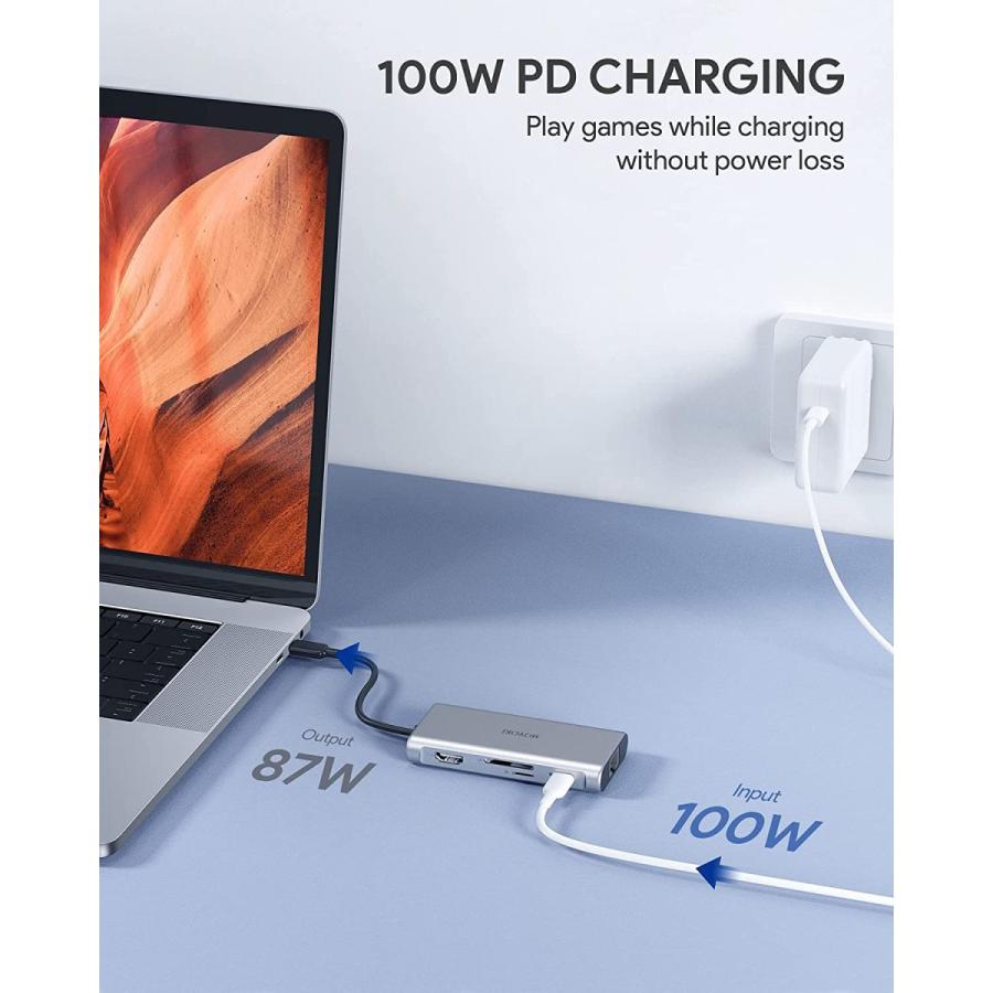 HOYOKI USB Cハブアダプター 9イン1 USB Cアダプター Type Cアダプター イーサネット1000Mbpss 4K HDMI 3 USB 3.0 USB-Cデータポート 5Gbpss 100W PDサンダーボ USB Cアダプター Type HDMI 100W Cハブアダプター 9イン1 イーサネット1000Mbpss 4K Cデータポート 5Gbpss Hub