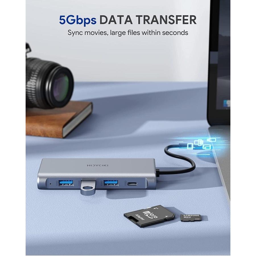 HOYOKI USB Cハブアダプター 9イン1 USB Cアダプター Type Cアダプター イーサネット1000Mbpss 4K HDMI 3 USB 3.0 USB-Cデータポート 5Gbpss 100W PDサンダーボ USB Cアダプター Type HDMI 100W Cハブアダプター 9イン1 イーサネット1000Mbpss 4K Cデータポート 5Gbpss Hub
