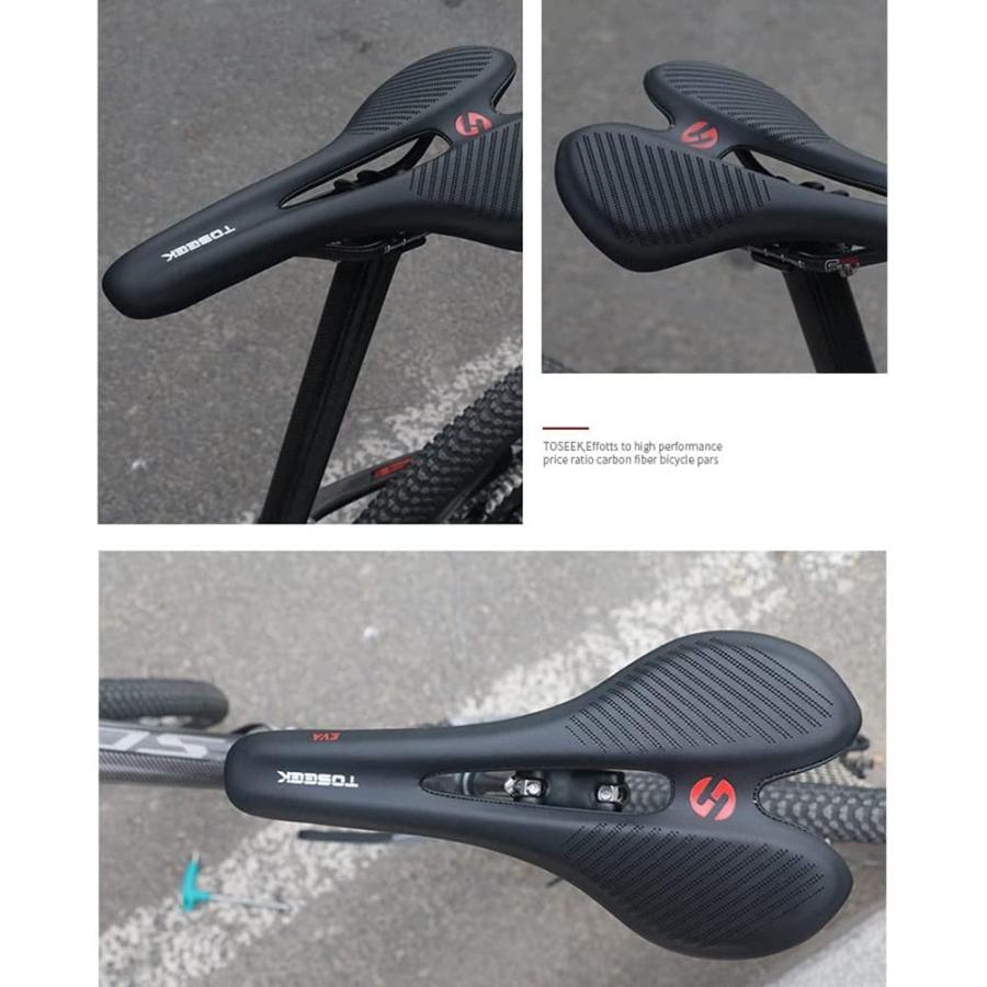 Toseek comfortable bike seat lightweight carbon fiber bicycle saddle cushion with leather cover cheap for road bike and mountain bike