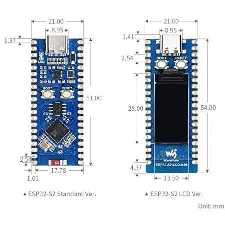 ESP32-S2 MCU WiFi Development Board 2.4 GHz WiFi 240 MHz Xtensa Single-Core 32-Bit LX7 Microcontroller Support Raspberry Pi Pico Expansion Board WiFi S2 MCU Board Development GHz MHz Xtensa Single Core Bit LX7 Microcontroller Support Raspberry Pi Pico Expansion