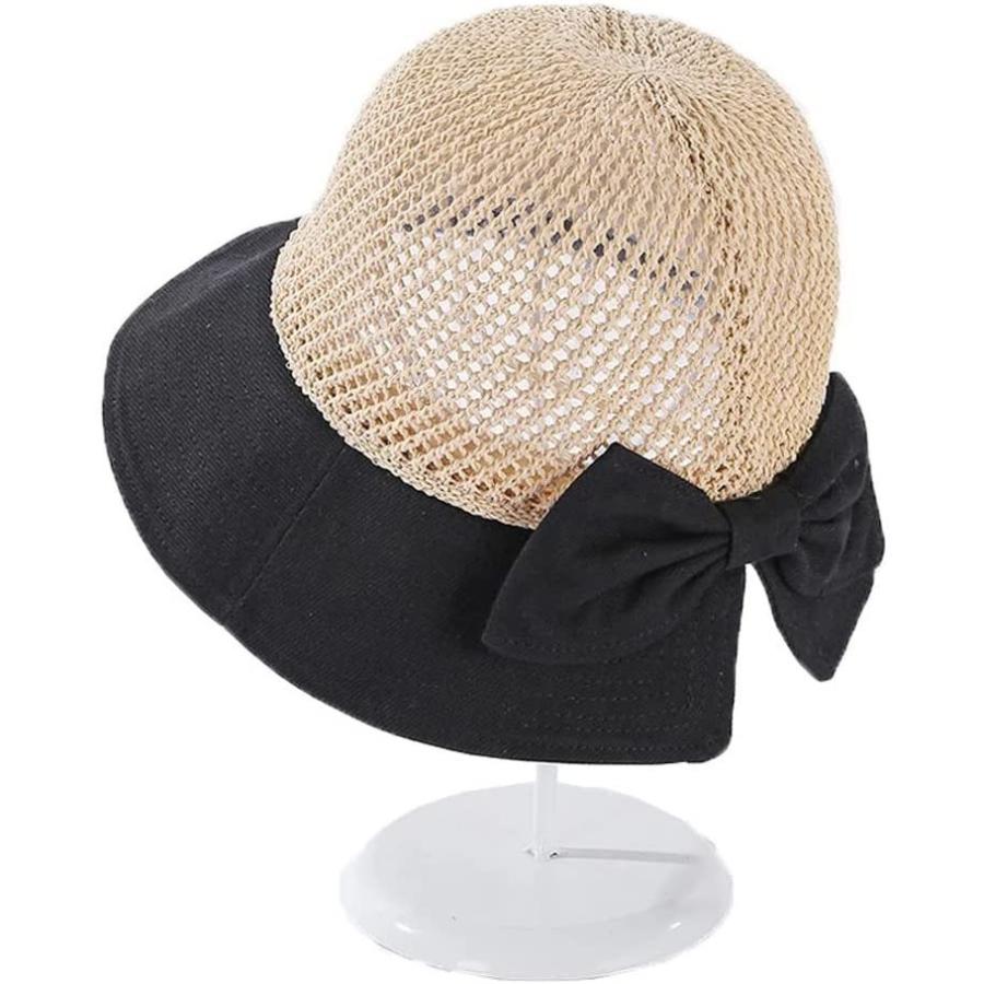 【誠実】 Breathable Knitted Hat Summer Women's SGZYJ Foldable Size)　並行輸入品 One : Size  A : (Color Travel Hat Beach Sunshade Sunscreen Bow with Hat Sun その他フィッシングウェア