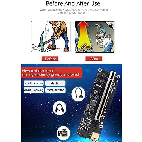 FDSF 6Pcs PCI-E Riser 009S Card PCIE PCI E Extender GPU X16 USB 3.0 to 6Pin Cable Riser for Video Card Mining(A)　並行輸入品 PCI Riser Card 6Pcs 009S PCIE Extender GPU X16 USB to 6Pin Cable for Video Mining