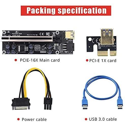 FDSF 6Pcs PCI-E Riser 009S Card PCIE PCI E Extender GPU X16 USB 3.0 to 6Pin Cable Riser for Video Card Mining(A)　並行輸入品 PCI Riser Card 6Pcs 009S PCIE Extender GPU X16 USB to 6Pin Cable for Video Mining