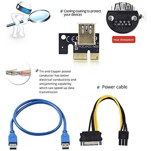 FDSF 6Pcs PCI-E Riser 009S Card PCIE PCI E Extender GPU X16 USB 3.0 to 6Pin Cable Riser for Video Card Mining(A)　並行輸入品 PCI Riser Card 6Pcs 009S PCIE Extender GPU X16 USB to 6Pin Cable for Video Mining