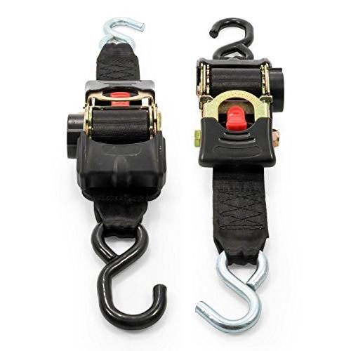 Camco Heavy Duty Retractable Ratchet Tie Down Straps for Hauling and T