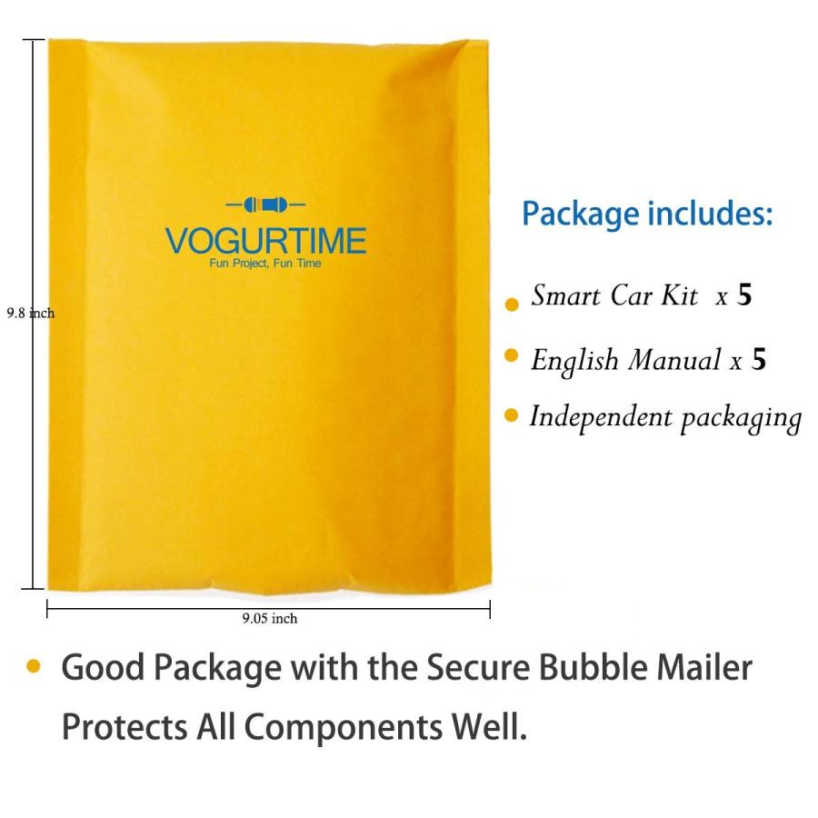 Vogurtime Pack D2-5 Smart Car Kit Soldering Project Line Tracking Ro