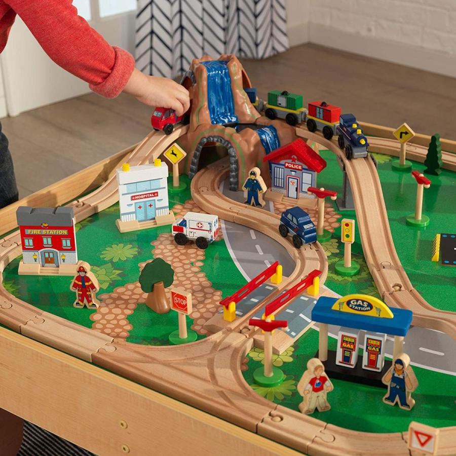 kidkraft waterfall mountain train set and table