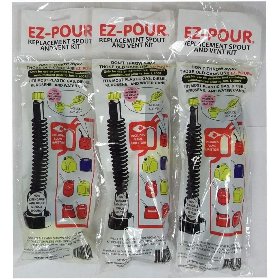 Lot of 3 Ez Pour 10050 Replacement Spout Replace Old Gas Can Fill Kit