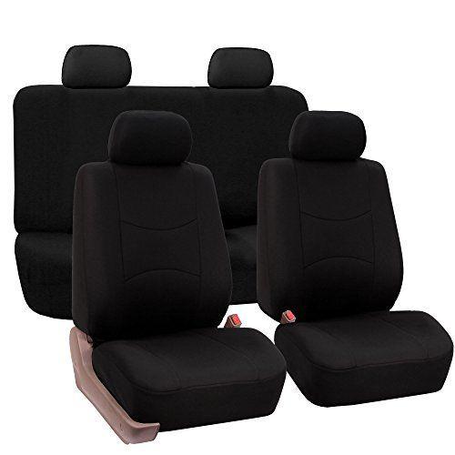 FH　Group　Universal　Fit　Flat　Set　Full　Fabric　Seat　Cover,　Cloth　Car　(Bla