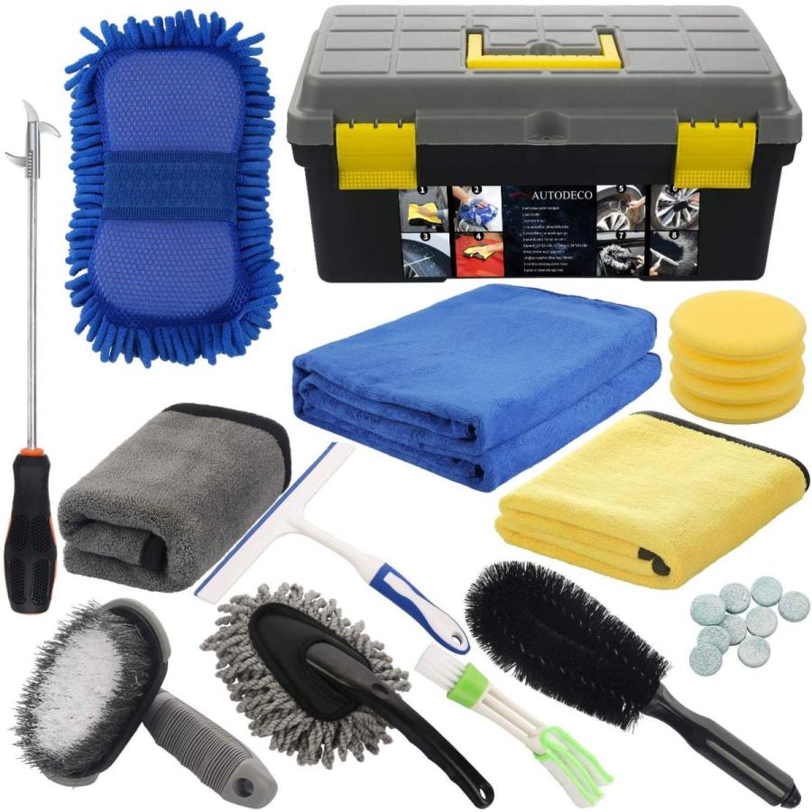 AUTODECO 33Pcs Car Wash Detailing Kit Cleaning Kits with Foam Gun Sprayer  Brush Large Wash Mitt Towels Complete Interior Exterior Car Washing Supply