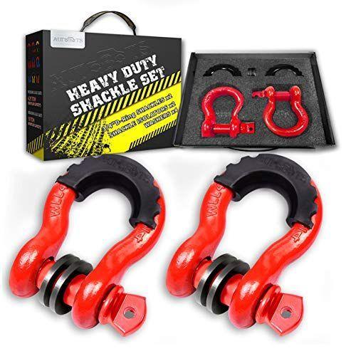 AUTOBOTS Bow Shackle 4" D-Ring Red Shackle (2 Pack), 41,887Ib Break
