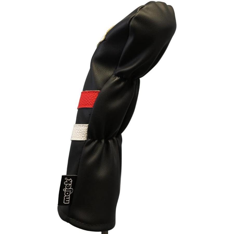 Majek Retro Golf Headcover Black Red and White Vintage Leather Style #