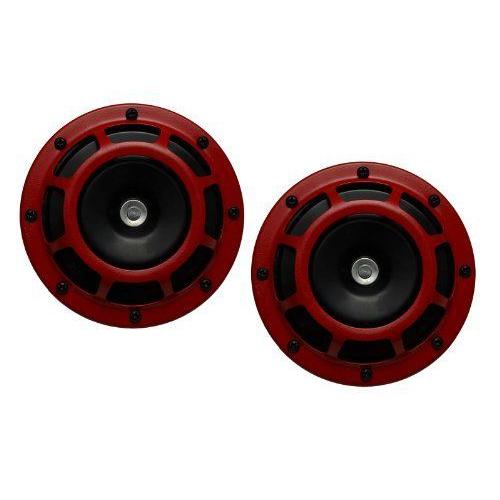 DUAL Super Tone LOUD Blast 139Db Universal Euro RED ROUND HORNS (Quant｜hal-proshop｜04