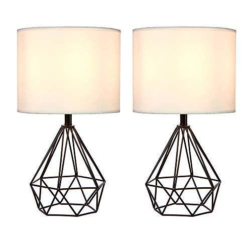 【感謝価格】 SOTTAE Black Geometric Beside Livingroom Set,Bedroom Lamp Table Modern ランプシェード